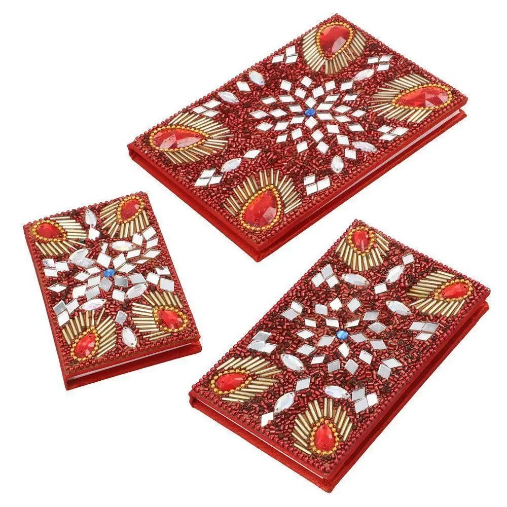Bedazzled Diary Journals Red Set Of (3)
